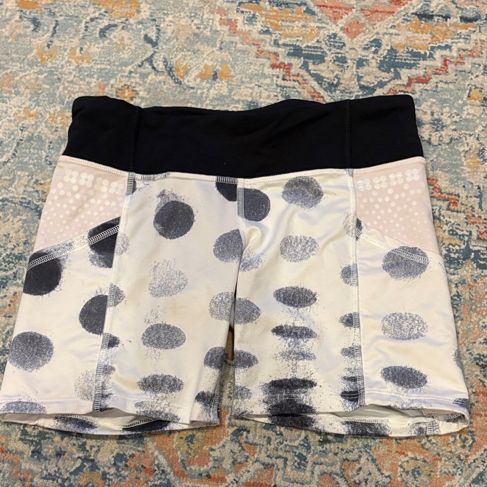 lululemon athletica Black and White Polka Dot Athletic Shorts